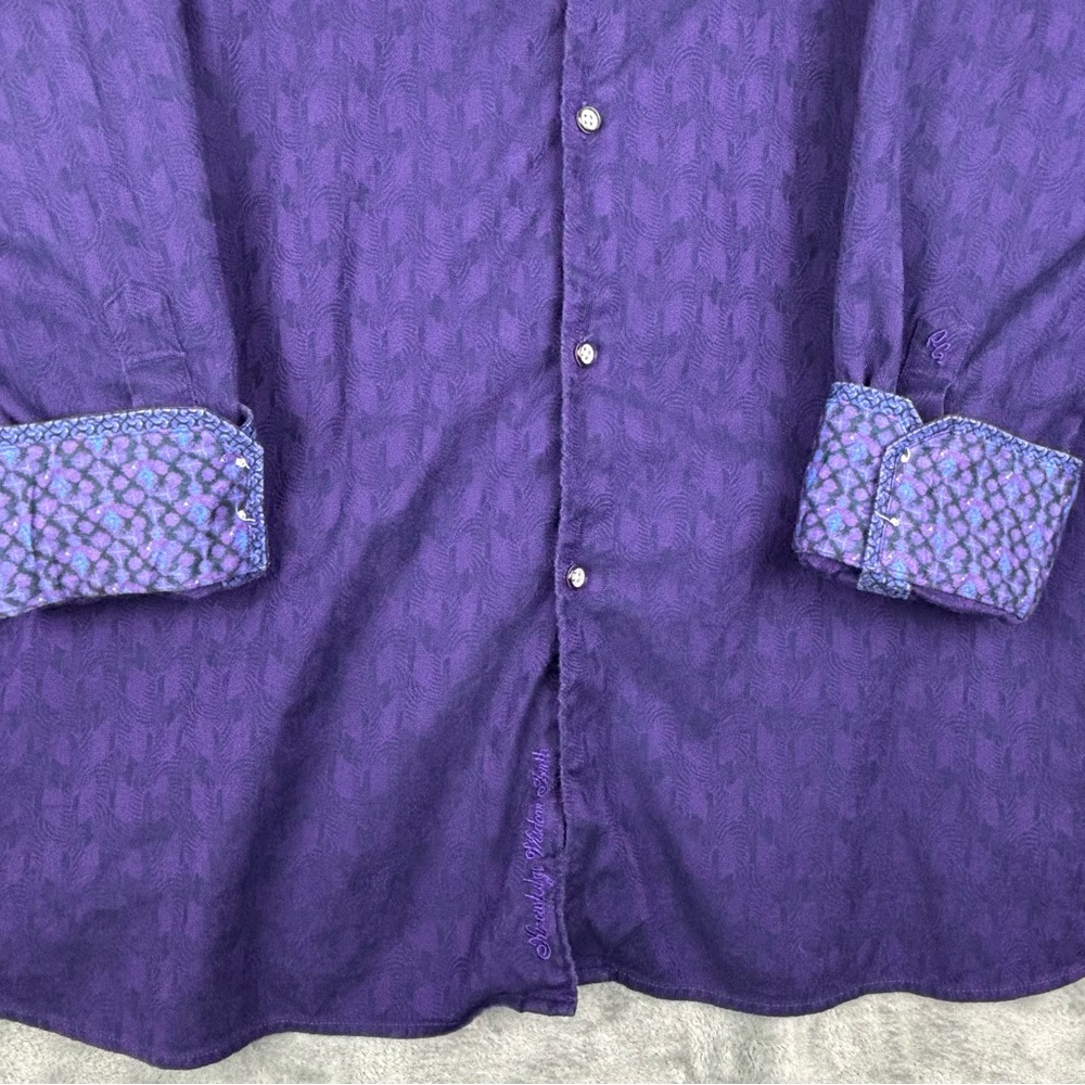 Robert‎ Graham Shirt Men 3XL Purple Geometric Flip Cuff Business Office Preppy - Picture 5 of 12